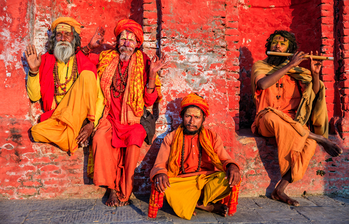 A picture of a group of sadhus